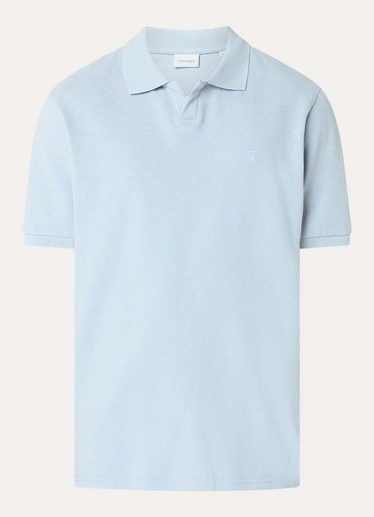 Les Deux Heren Regular fit polo van piqué katoen in de kleur Lichtblauw, maat: S