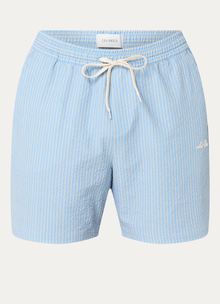 Les Deux Heren Stan zwemshorts met streepprint en steekzakken in de kleur Lichtblauw, maat: XL