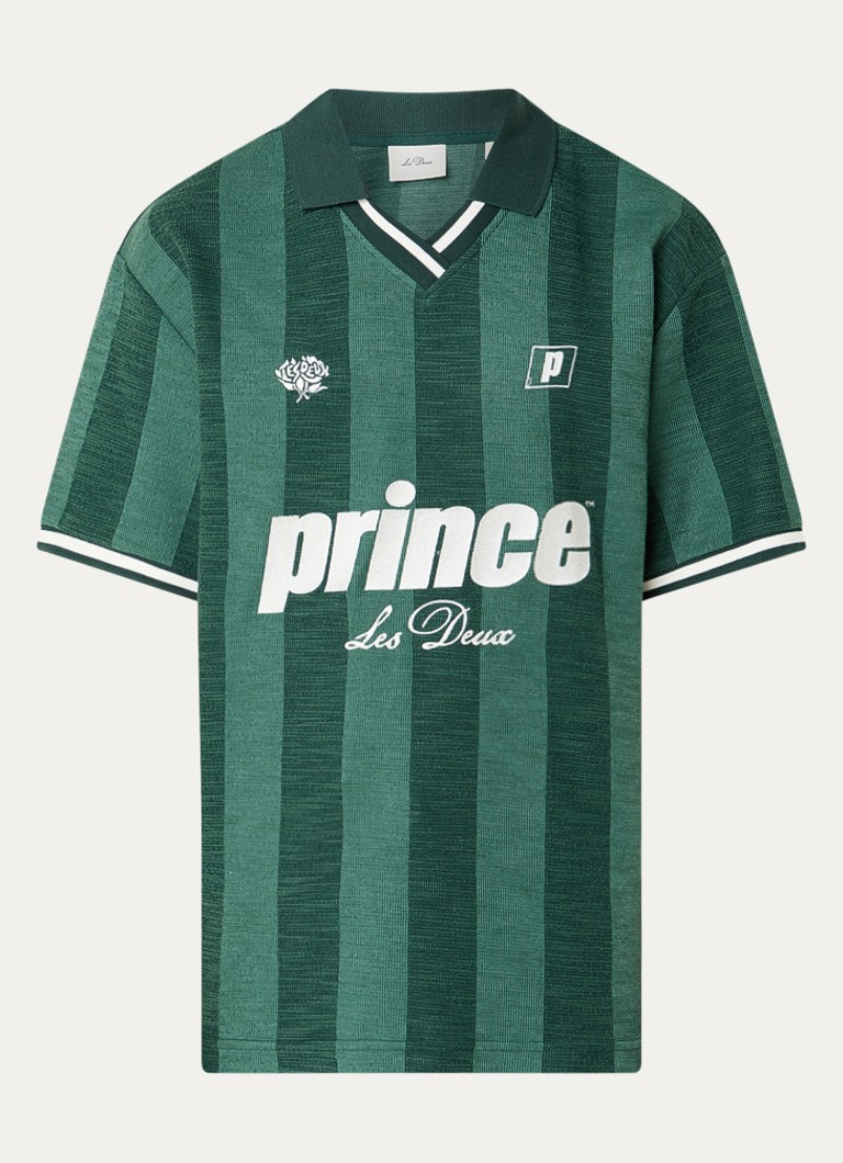 Les Deux Heren Regular fit polo met streepprint en logoborduring in de kleur Groen, maat: S