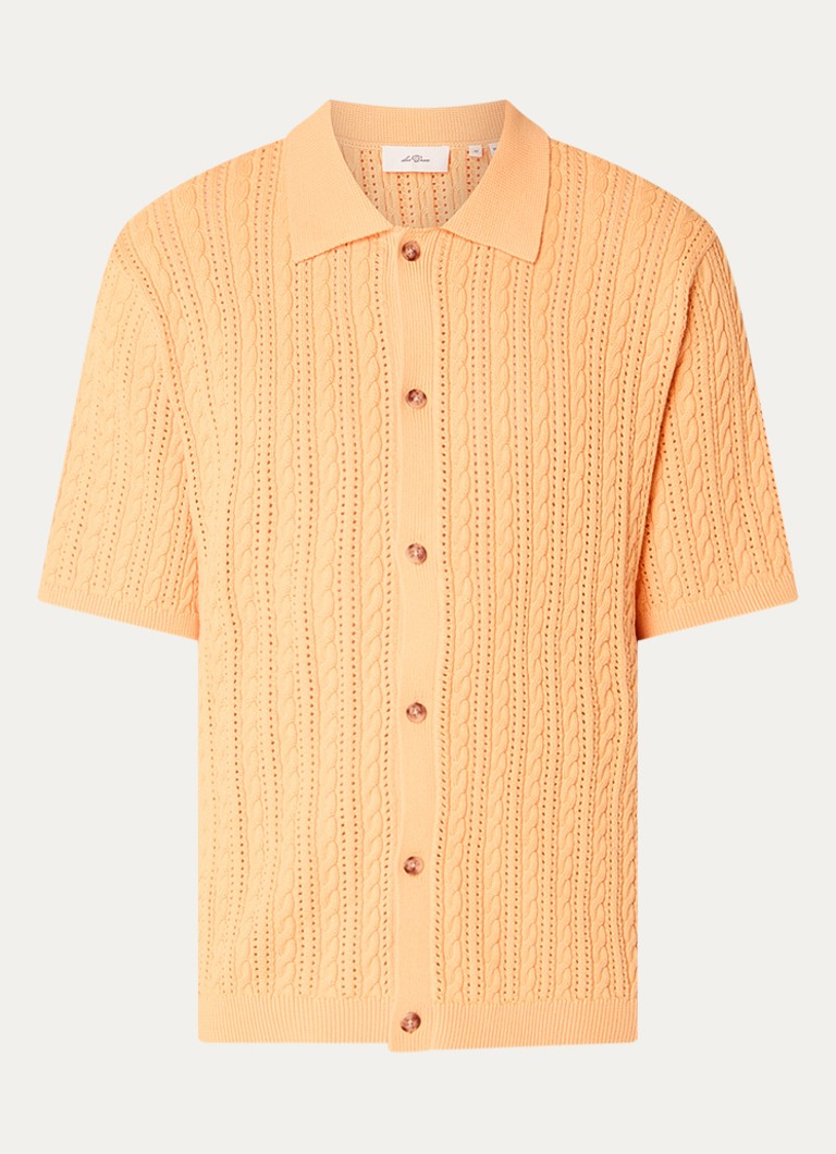 Les Deux Heren Regular fit overhemd met structuur in de kleur Oranje, maat: XL