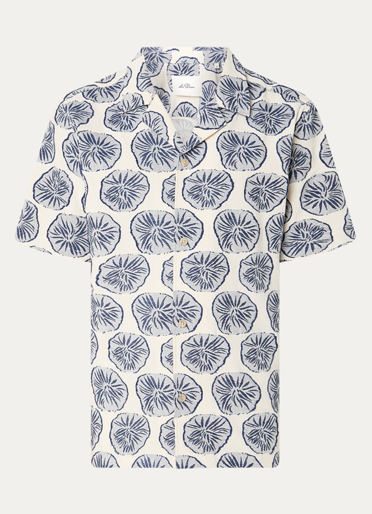 Les Deux Heren Dahlia regular fit overhemd in linnenblend met borduring in de kleur Blauw, maat: XXL