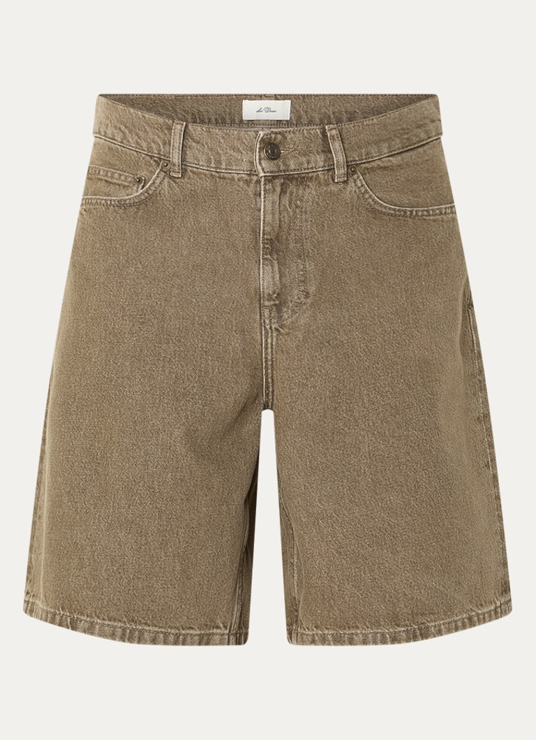 Les Deux Heren Loose fit korte broek van denim met steekzakken in de kleur Lichtbruin, maat: 30