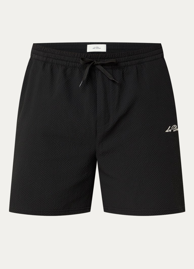 Les Deux Heren Zwemshorts met logo en structuur in de kleur Zwart, maat: S