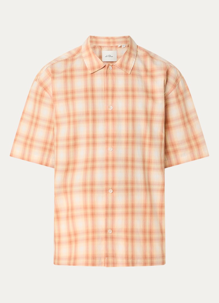 Les Deux Heren Shadowcheck regular fit overhemd met ruitdessin in de kleur Oranje, maat: L