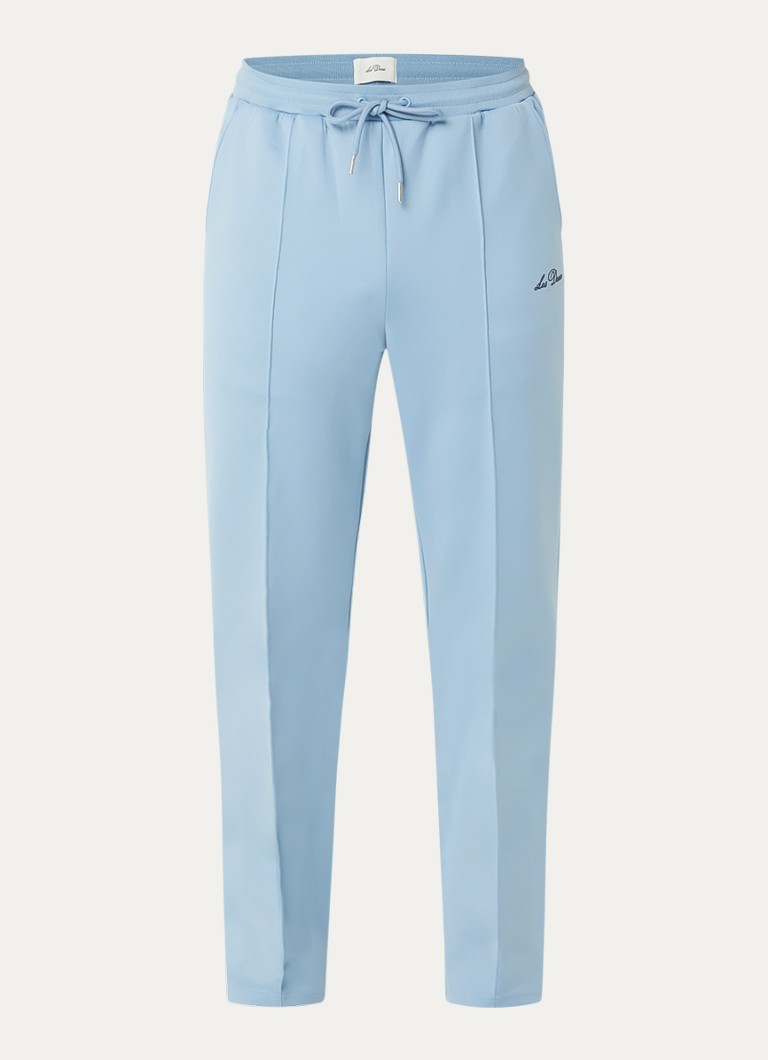 Les Deux Heren Straight fit joggingbroek met logo en steekzakken in de kleur Blauwgrijs, maat: S
