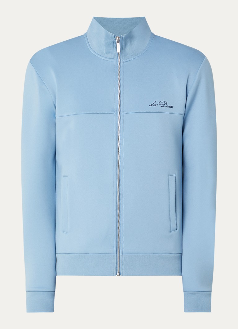 Les Deux Heren Sweatvest met logo en steekzakken in de kleur Blauwgrijs, maat: XL
