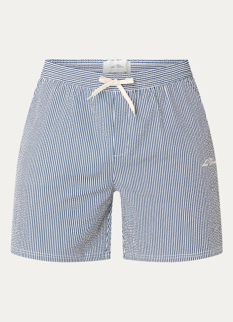 Les Deux Heren zwemshorts met streepprint en steekzakken in de kleur Donkerblauw, maat: S