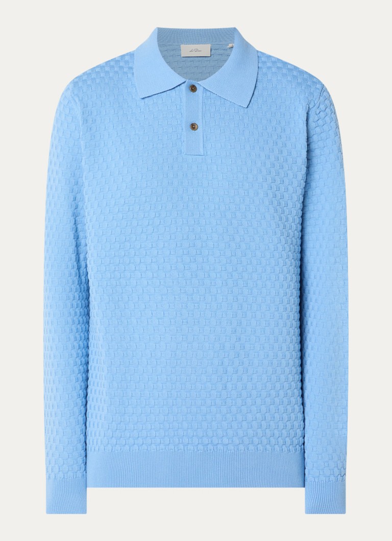 Les Deux Heren Regular fit polo met structuur in de kleur Lichtblauw, maat: S