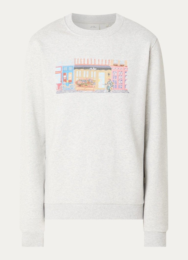 Les Deux Heren Market sweater met print in de kleur Grijsmele, maat: M
