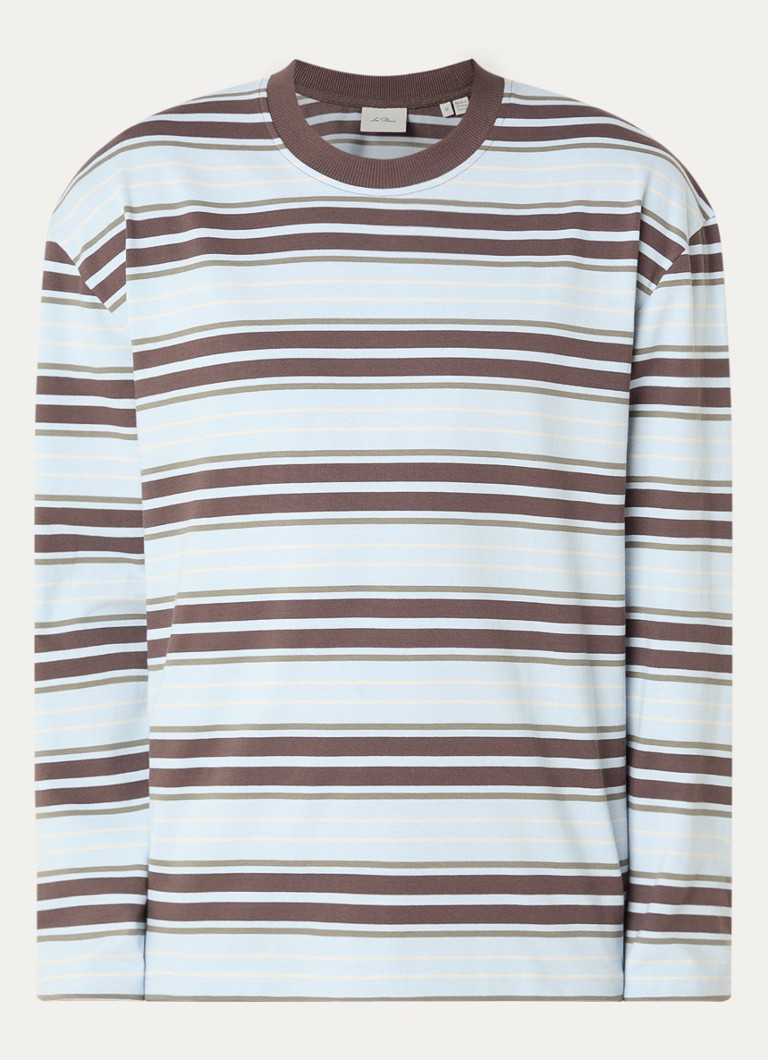 Les Deux Heren Longsleeve met streepprint in de kleur Lichtblauw, maat: S