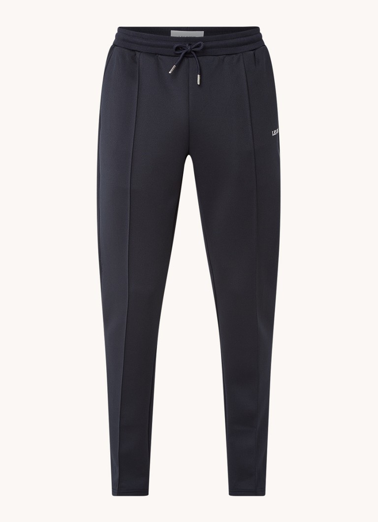 Les Deux Heren Ballier straight fit trackpants met steekzakken en logo in de kleur Donkerblauw, maat: S