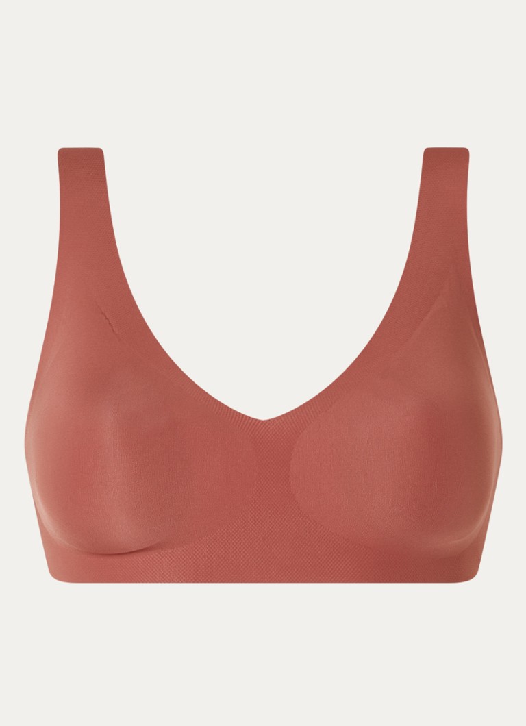 Sloggi Dames Zero Feel 2.0 naadloze bralette met uitneembare vulling in de kleur Roodbruin, maat: XS