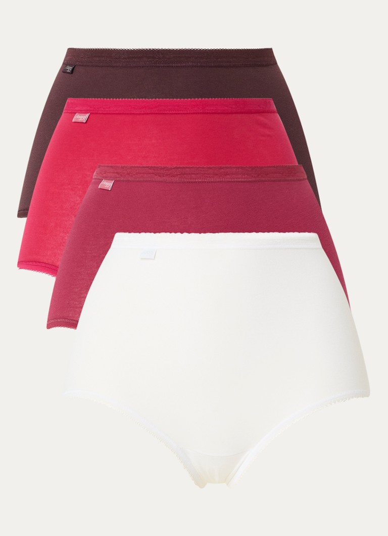 Sloggi Dames Basic Comfort high waisted slip in 4-pack in de kleur Rood, maat: 46