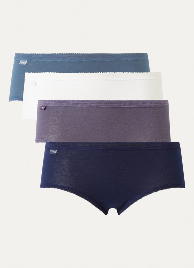 Sloggi Dames Slip in 4-pack in de kleur Donkerblauw, maat: 46