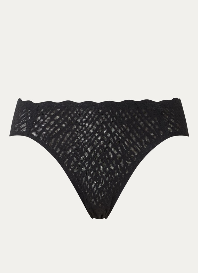 Sloggi Dames Bliss high waisted hipster met opengewerkt dessin in de kleur Zwart, maat: XL
