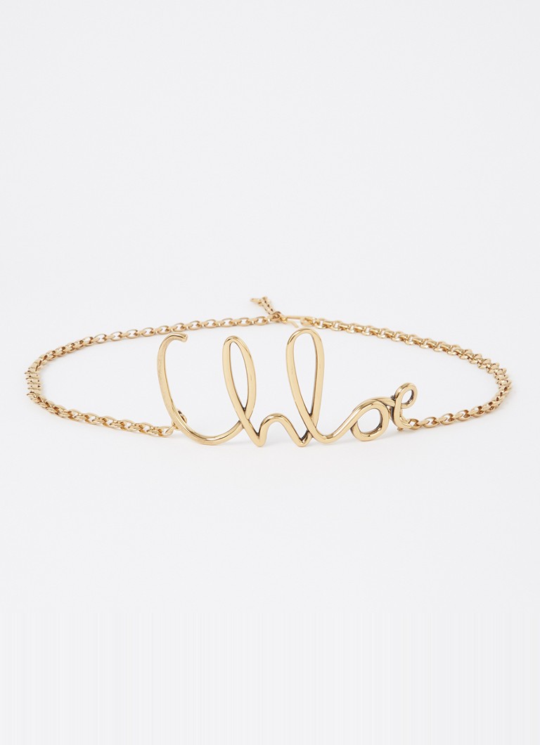 Chloé Dames Iconic schakelriem met logo in de kleur Goud, maat: ONESIZE