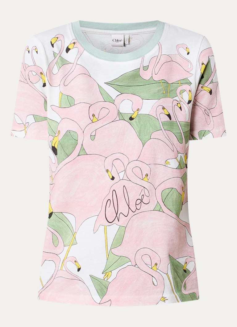 Chloé Dames T-shirt met print in de kleur Roze, maat: S