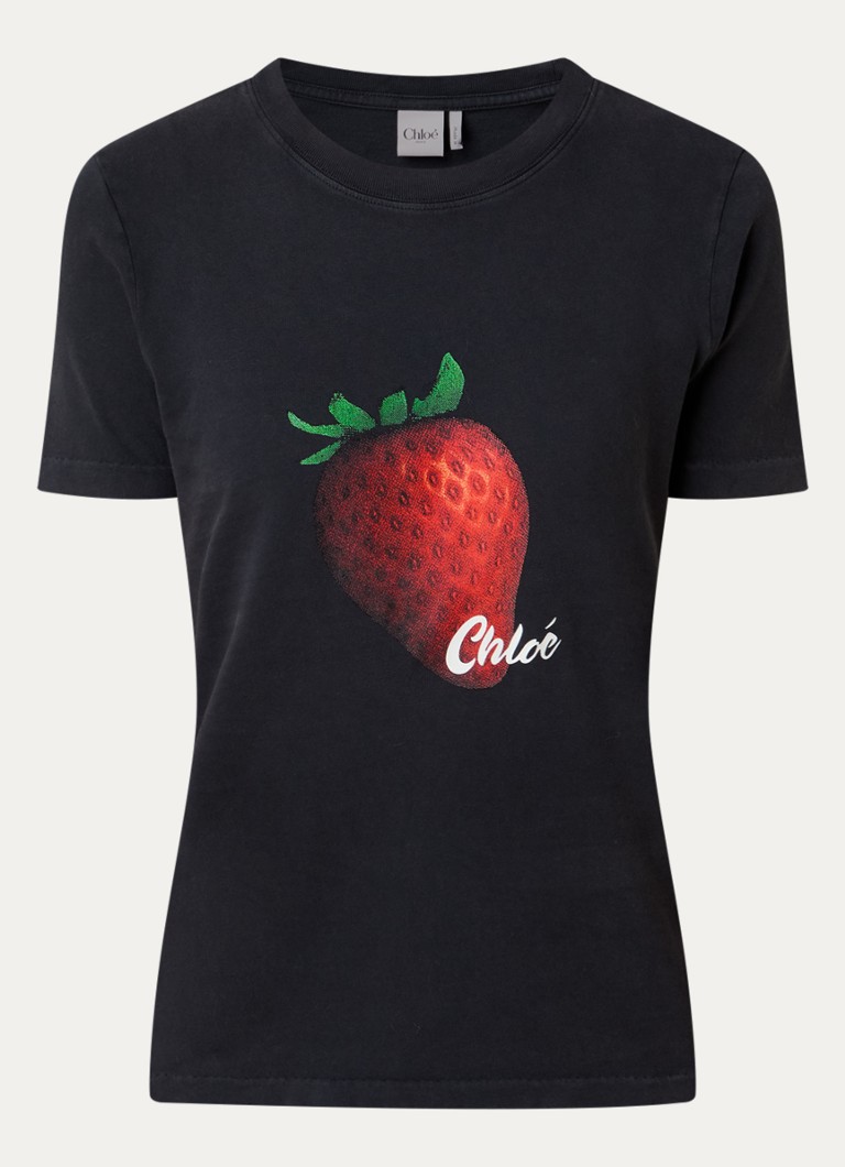 Chloé Dames T-shirt met print in de kleur Antraciet, maat: S