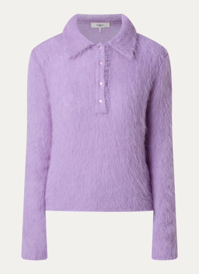 Chloé Dames Fijngebreide trui in alpaca wolblend in de kleur Lavendel, maat: L