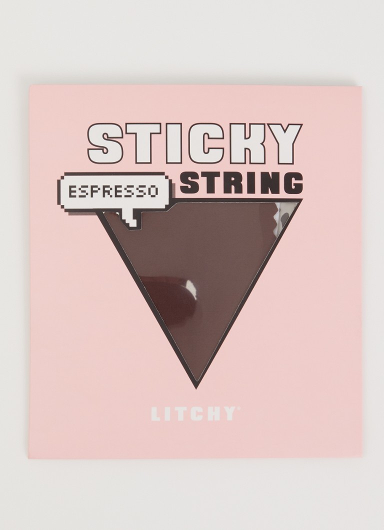 Litchy Dames Sticky plak string in de kleur Donkerbruin, maat: ONE SIZE