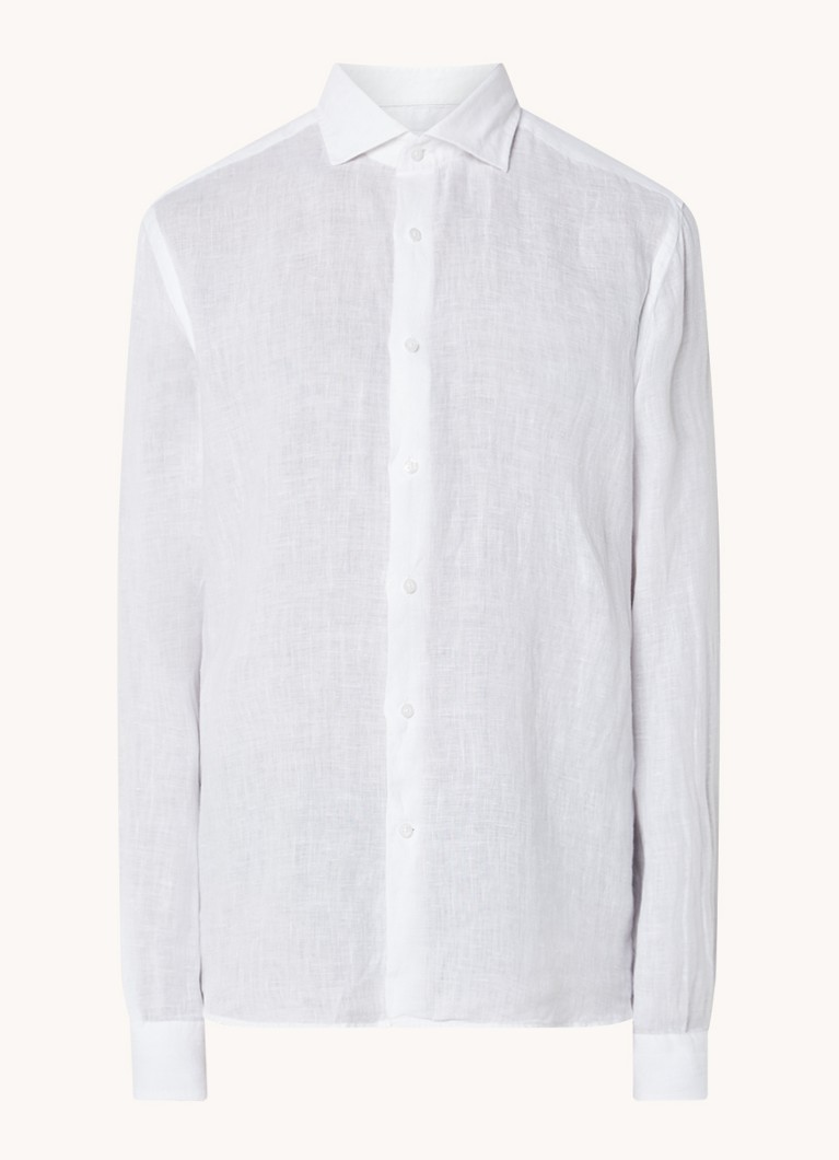 Reiss Heren Ruban regular fit overhemd van linnen in de kleur Wit
