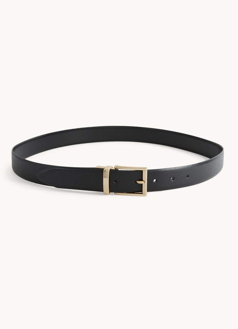 Reiss Heren Ricky reversible riem van leer in de kleur Black / Zwart
