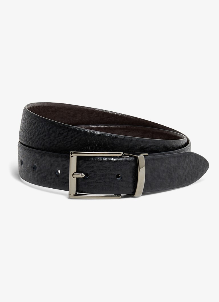 Reiss Heren Ricky reversible riem van leer in de kleur Zwart / Donkerbruin