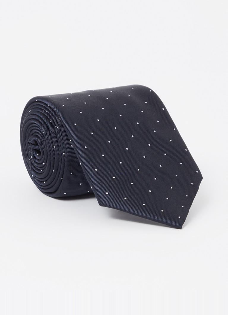 Reiss Heren Liam stropdas in zijdeblend met stippenprint in de kleur Donkerblauw
