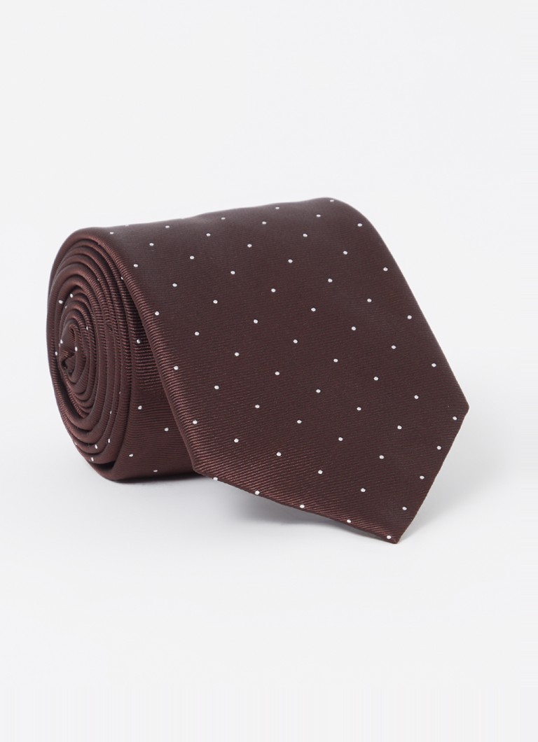Reiss Heren Liam stropdas in zijdeblend met stippenprint in de kleur Bordeauxrood