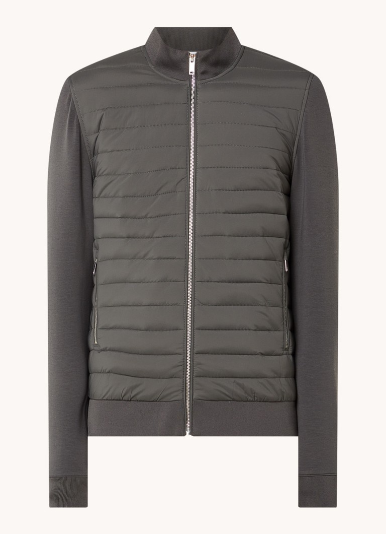 Reiss Heren Freddie sweatvest met gewatteerd voorpand in de kleur Bronsgroen