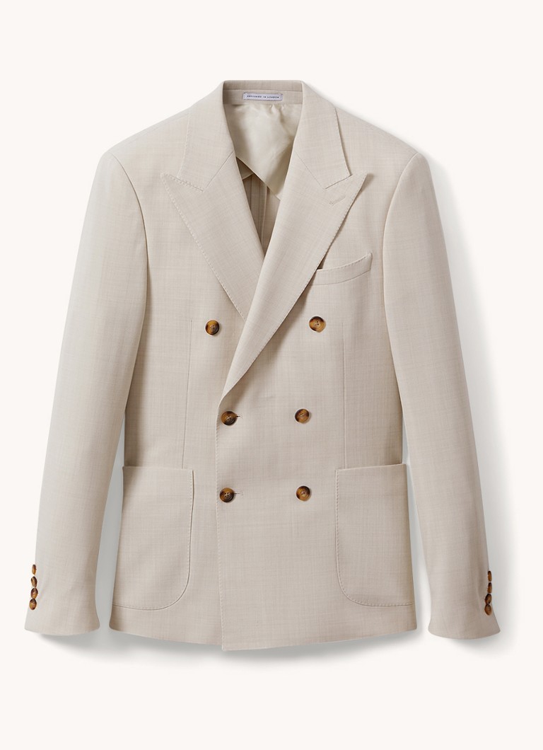 Reiss Heren Belmont double-breasted colbert in wolblend in de kleur Beige