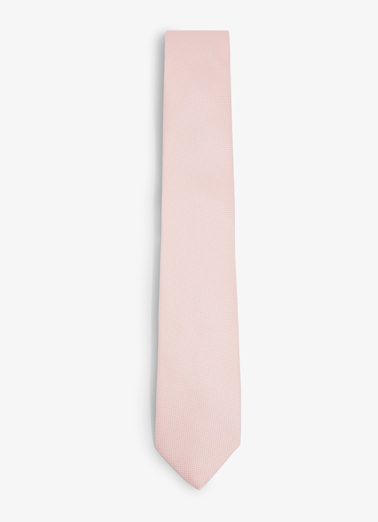 Reiss Heren Ceremony stropdas in zijdeblend met microdessin in de kleur Lichtroze