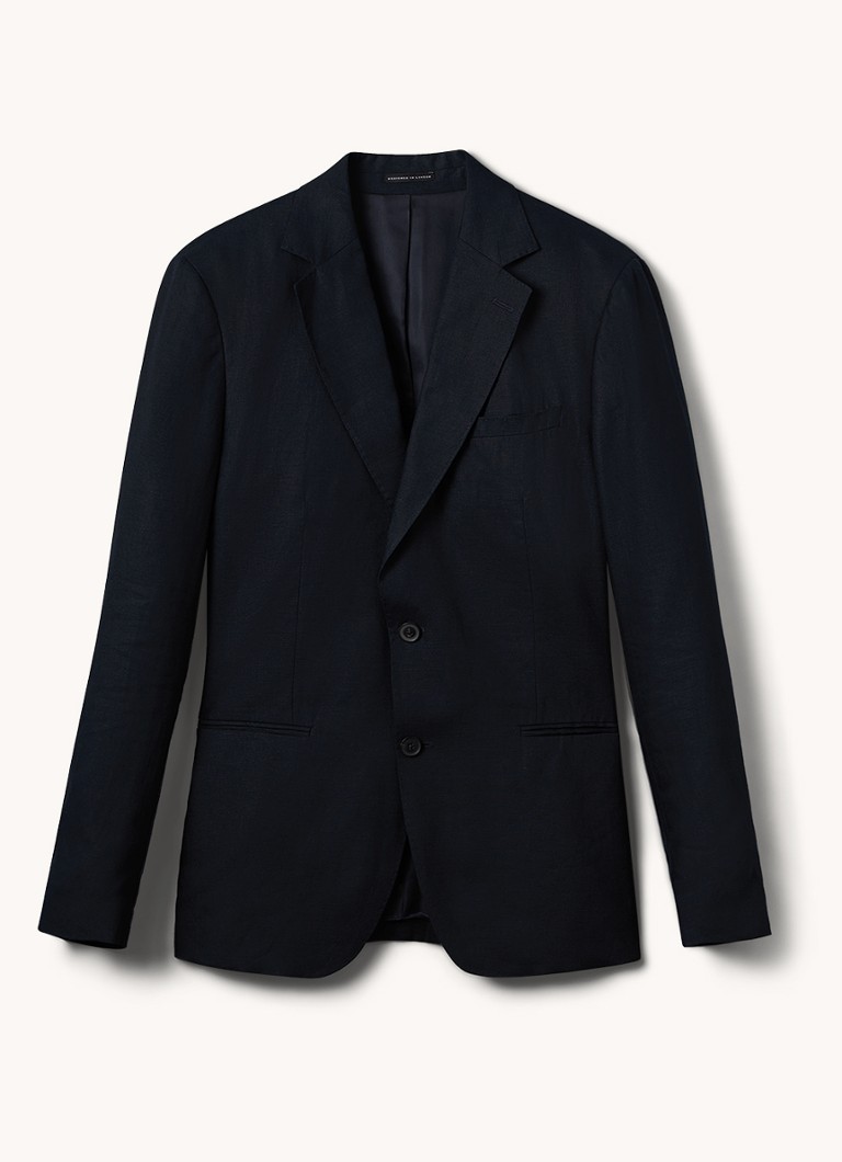 Reiss Heren Kin slim fit colbert van linnen met steekzakken in de kleur Donkerblauw