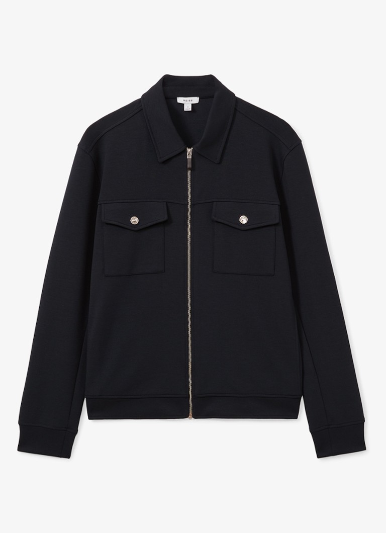 Reiss Heren Medina jack van jersey met borstzakken in de kleur Donkerblauw