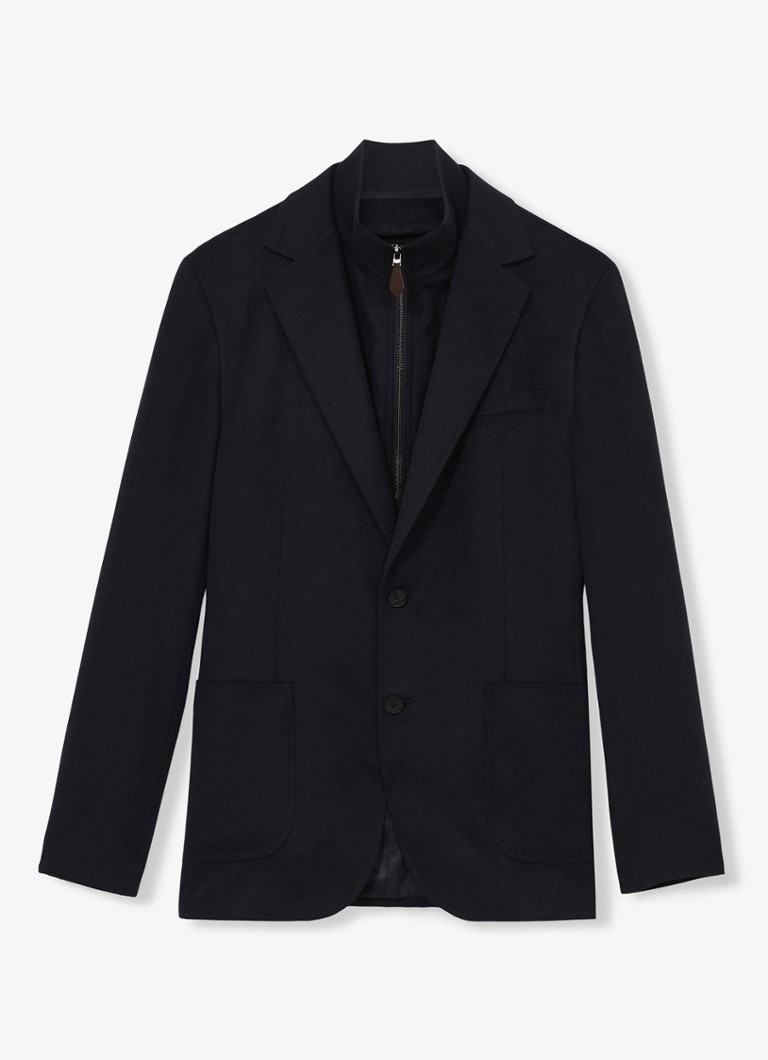 Reiss Heren Patch single breasted colbert in wolblend in de kleur Donkerblauw