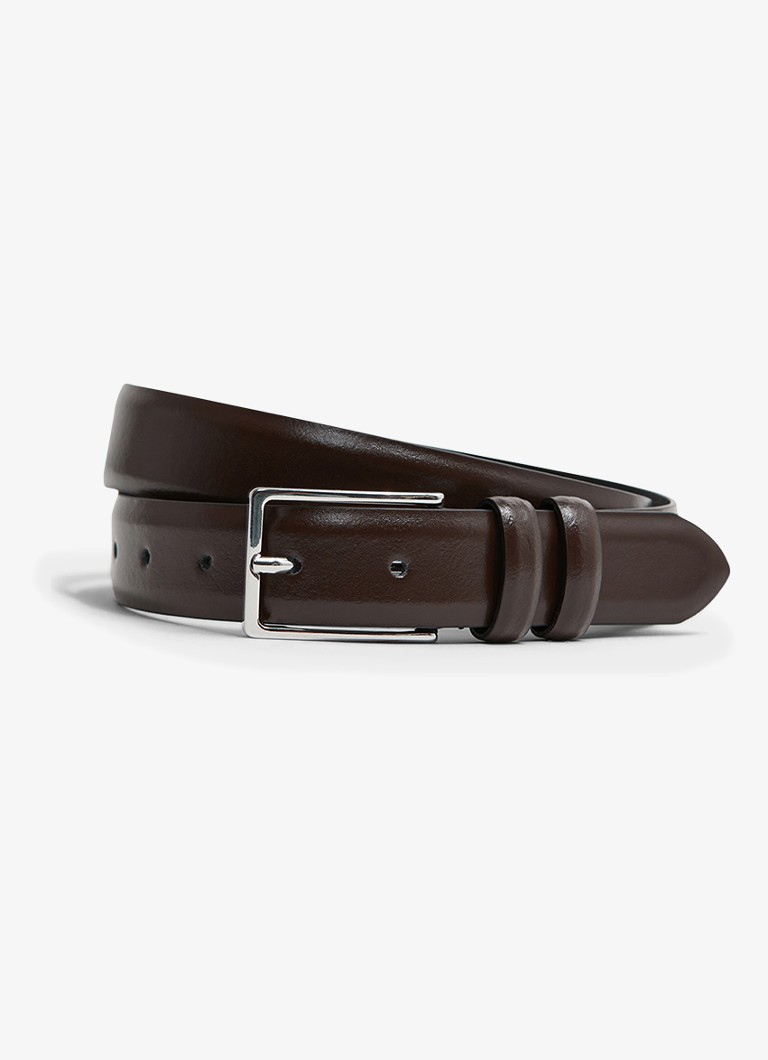 Reiss Heren Dante riem van leer in de kleur Chocoladebruin