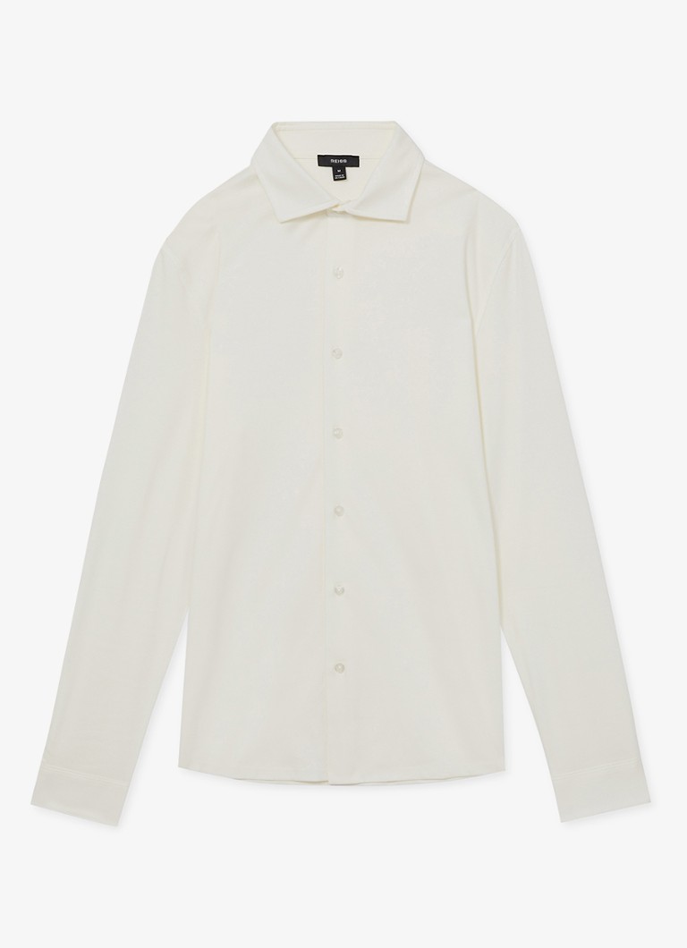 Reiss Heren Duke slim fit overhemd van jersey in de kleur Creme