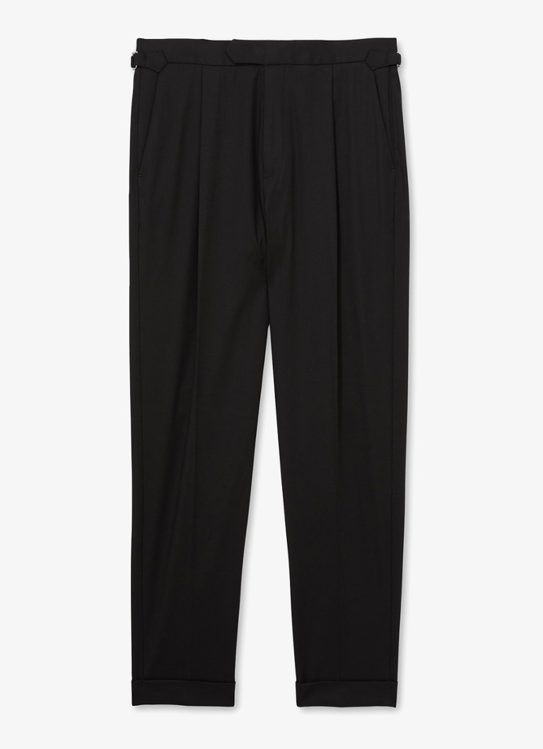Reiss Heren Cantwell tapered fit pantalon met ceintuur in de kleur Black / Zwart