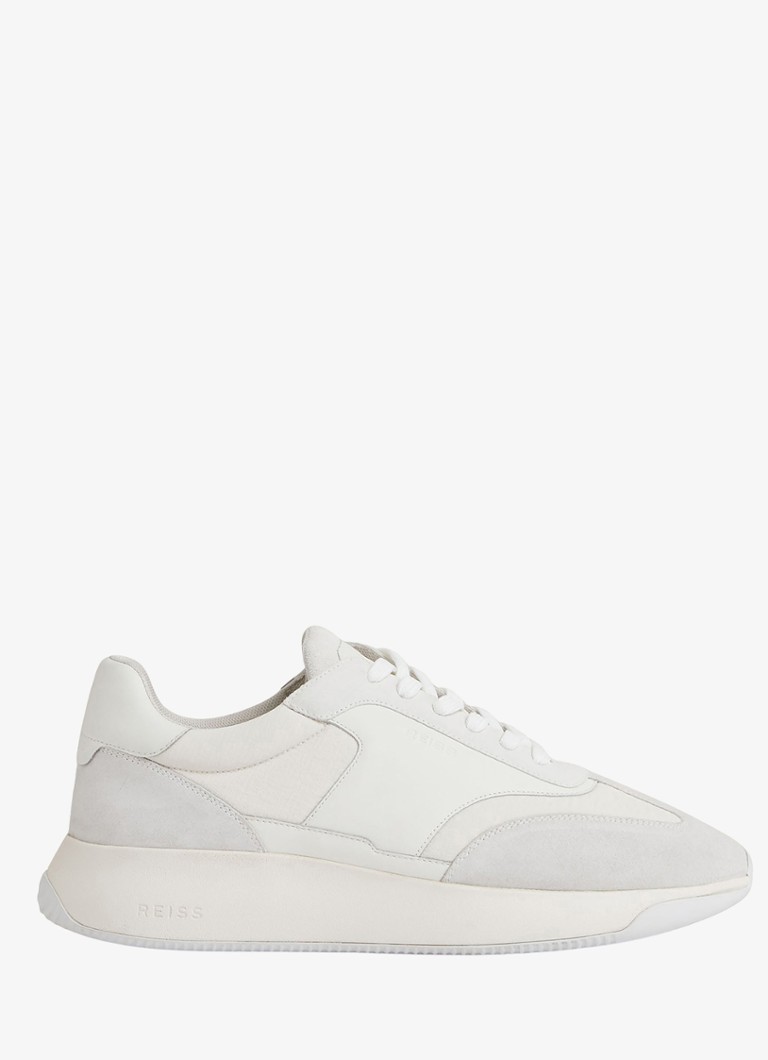 Reiss Heren Emmett sneakers met suède detail in de kleur White / Wit