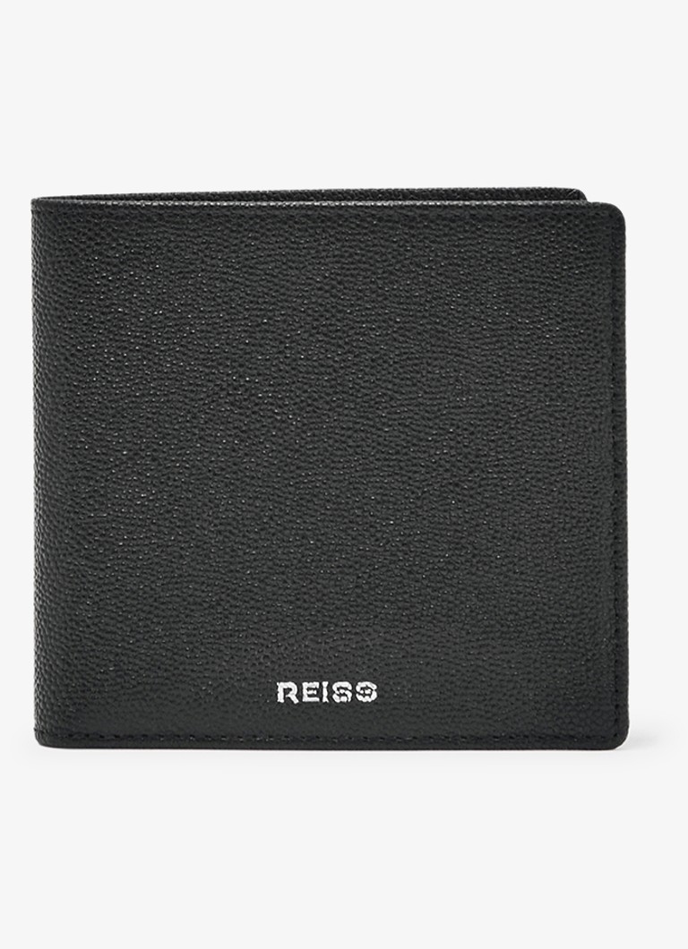 Reiss Heren Henry portemonnee van leer met structuur in de kleur Black / Zwart