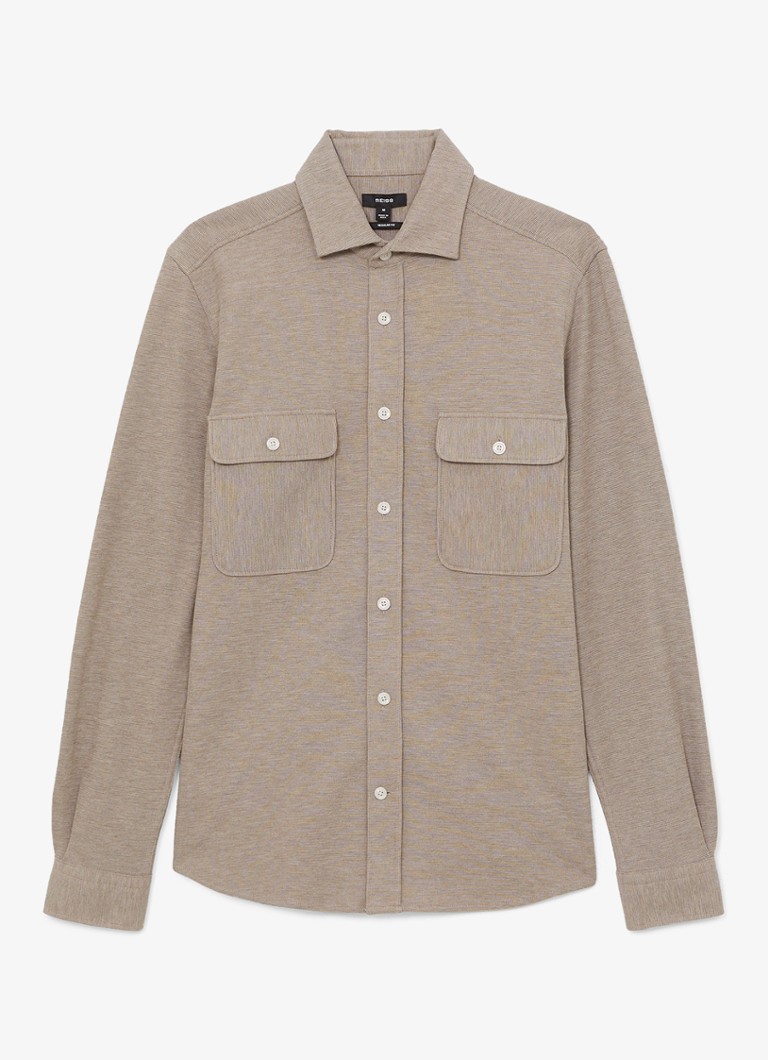 Reiss Heren Forsithe regular fit overhemd met borstzakken in de kleur Beige