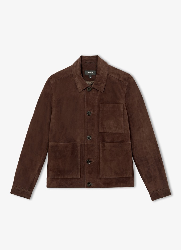 Reiss Heren Wilstead lerenjas van suède in de kleur Chocoladebruin