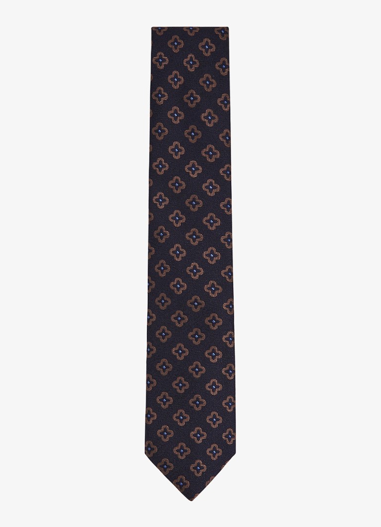 Reiss Heren Omero stropdas in zijdeblend met grafische print in de kleur Donkerblauw