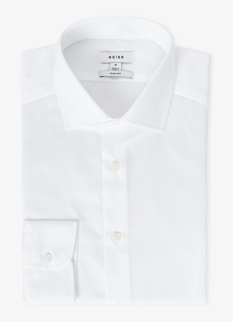 Reiss Heren Remote slim fit overhemd met cut-away kraag in de kleur Wit