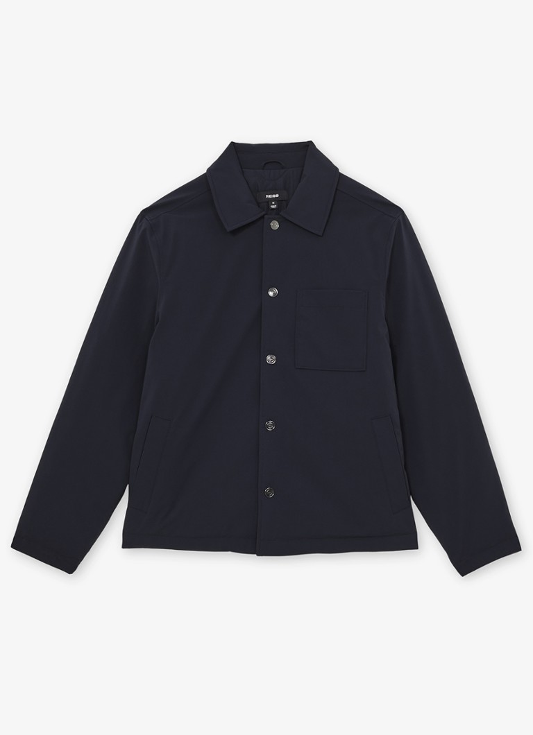 Reiss Heren Parker gewatteerd regular fit overhemd met borstzak in de kleur Navy / Blauw