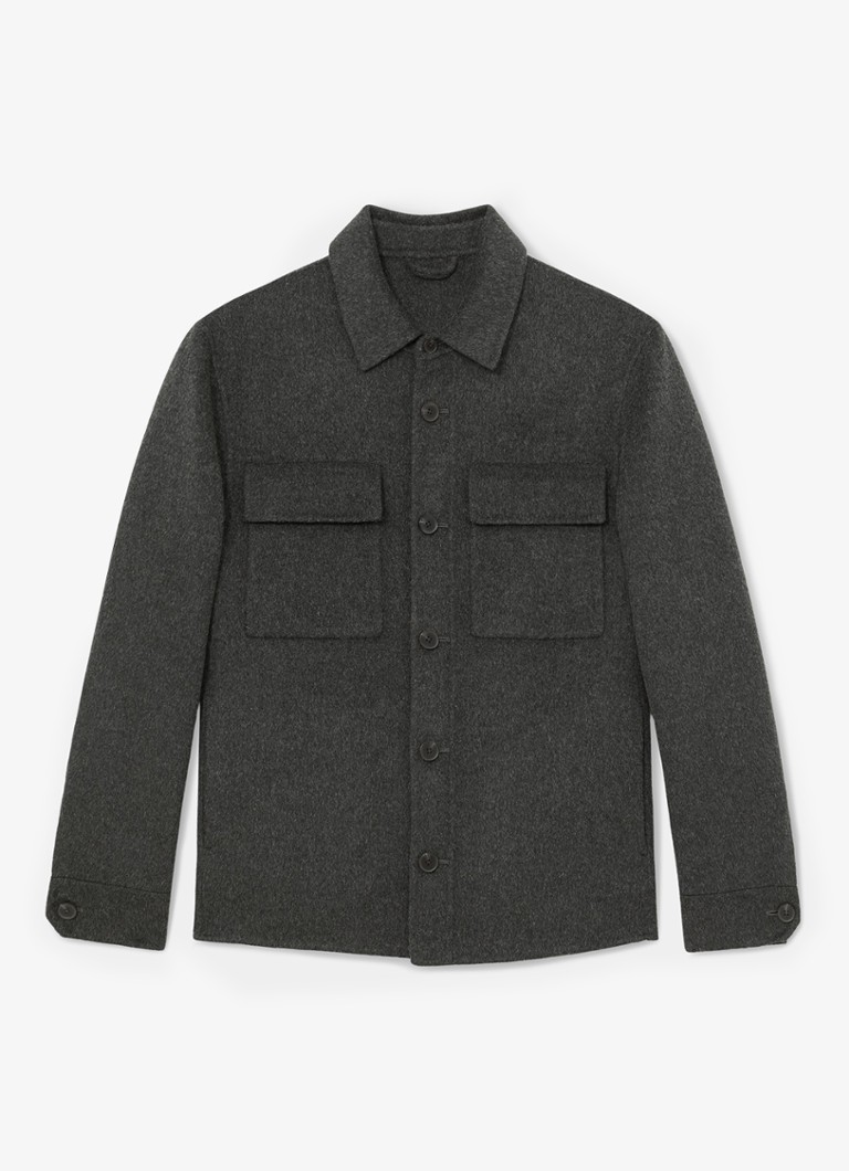 Reiss Heren Net jack in wolblend met borstzakken in de kleur Donkergrijs