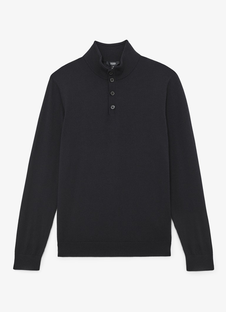 Reiss Heren Farnham fijngebreide trui van merino wol in de kleur Donkerblauw