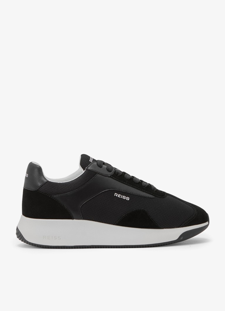 Reiss Heren Emmett V2 sneaker met details van suède in de kleur Zwart