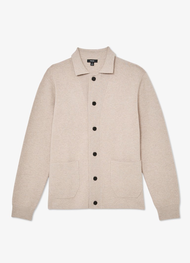 Reiss Heren Plaza fijngebreid vest met opgestikte zakken in de kleur Beige