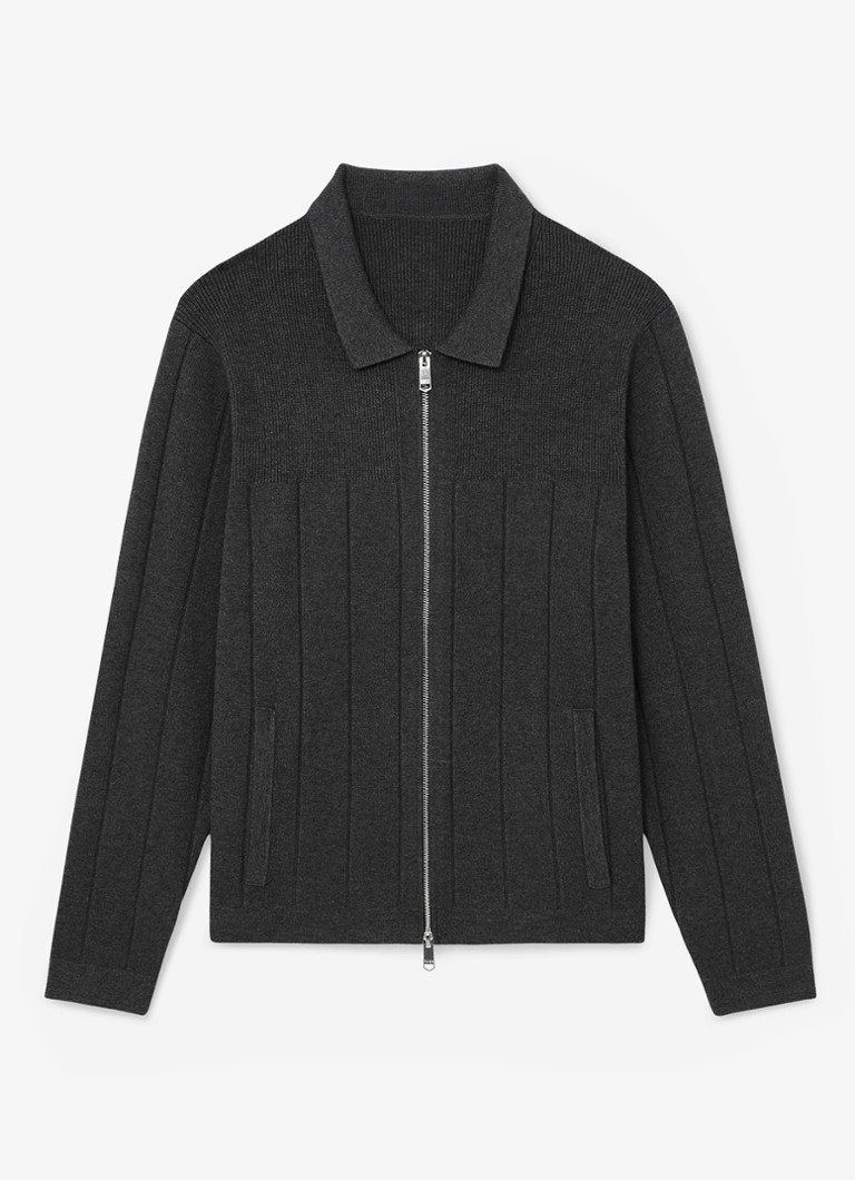 Reiss Heren Cassius fijngebreid vest met rits in de kleur Donkergrijs